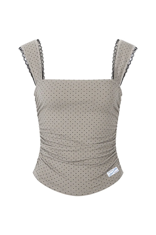 Anne Dot Lace Sleeveless Top / Khaki